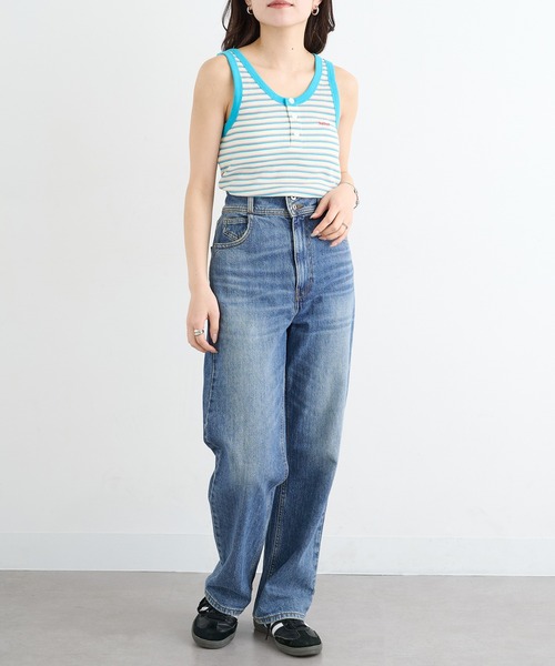 Healthknit(ヘルスニット)の「【Healthknit】26SS Multi Border Waffle Henley Tanktop 681(タンクトップ・レディース・アイボリー系1/ライム/ブラウン系1・FREE)」の20枚目の写真
