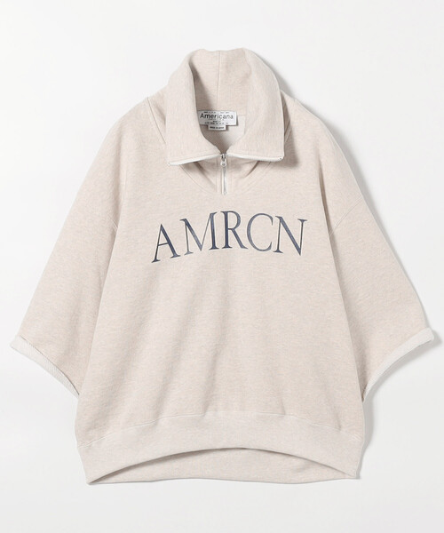Americana/アメリカーナ クロップドハーフジップ カットオフスウェット