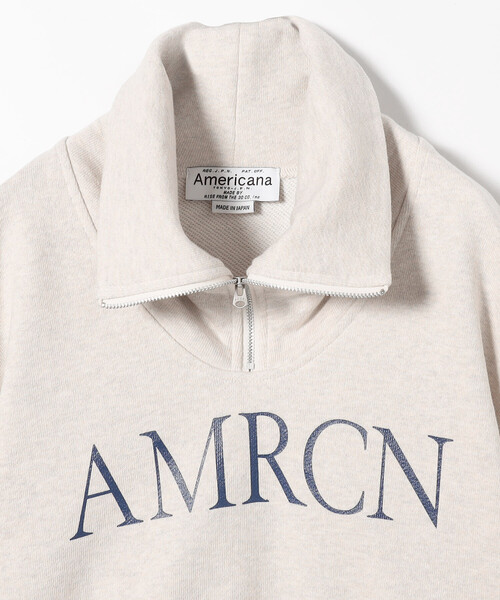 Americana/アメリカーナ クロップドハーフジップ カットオフスウェット 