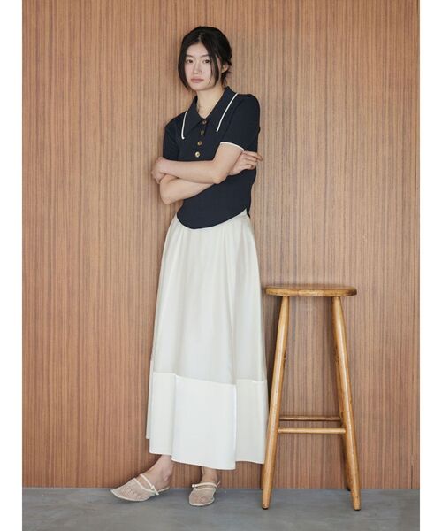 LAGUNAMOON（ラグナムーン）の「コントラストサーキュラースカート 【春服】【セットアップ対応】（スカート・レディース・ライトブルー/ホワイト・MEDIUM/SMALL）」の7枚目の写真