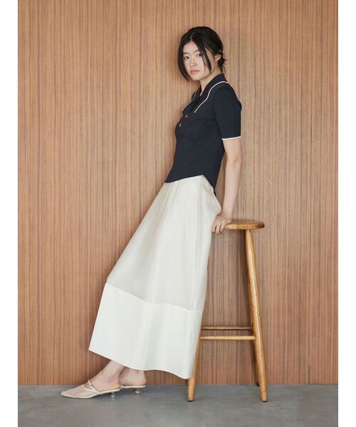 LAGUNAMOON（ラグナムーン）の「コントラストサーキュラースカート 【春服】【セットアップ対応】（スカート・レディース・ライトブルー/ホワイト・MEDIUM/SMALL）」の8枚目の写真