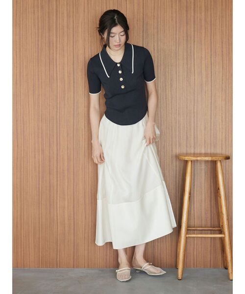 LAGUNAMOON（ラグナムーン）の「コントラストサーキュラースカート 【春服】【セットアップ対応】（スカート・レディース・ライトブルー/ホワイト・MEDIUM/SMALL）」の9枚目の写真