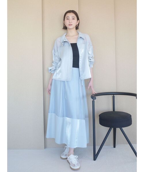 LAGUNAMOON（ラグナムーン）の「コントラストサーキュラースカート 【春服】【セットアップ対応】（スカート・レディース・ライトブルー/ホワイト・MEDIUM/SMALL）」の3枚目の写真