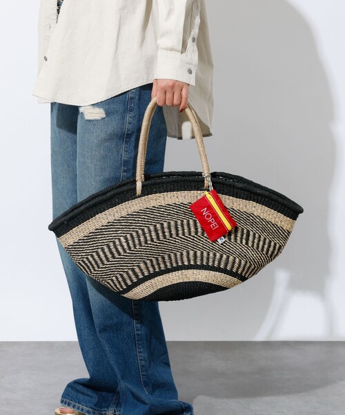 The Bagmati（ザバグマティ）の「【BAGMATI / バグマティ】アバカバスケット L / トートかごバッグ（かごバッグ・レディース・グレー/モカ・フリー）」の5枚目の写真