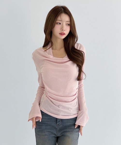 by muni:r(バイ ムニール)の「【着用動画あり・3色展開】ドレープホルターネックTシャツ(Tシャツ/カットソー・レディース・ピンク/クリーム/ブラック・FREE)」の19枚目の写真