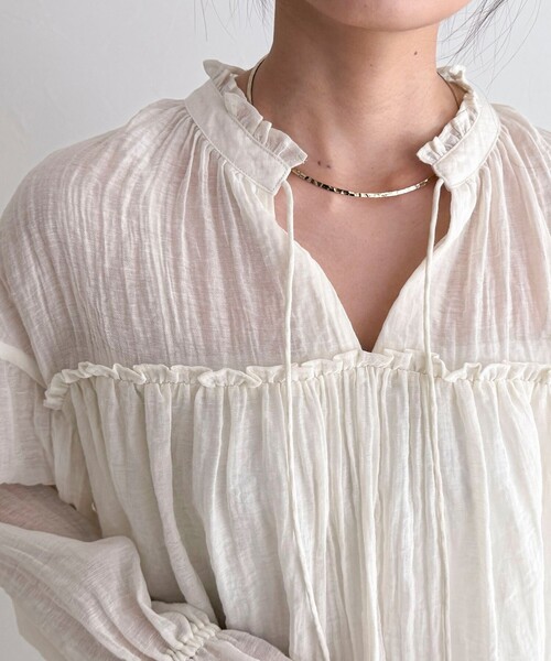 fredy emue（フレディエミュ）の「LINEN混シアー楊柳ブラウス（シャツ/ブラウス・レディース・ブラック/サックスブルー/アイボリー・38）」の18枚目の写真