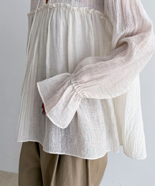 fredy emue（フレディエミュ）の「LINEN混シアー楊柳ブラウス（シャツ/ブラウス・レディース・ブラック/サックスブルー/アイボリー・38）」の19枚目の写真