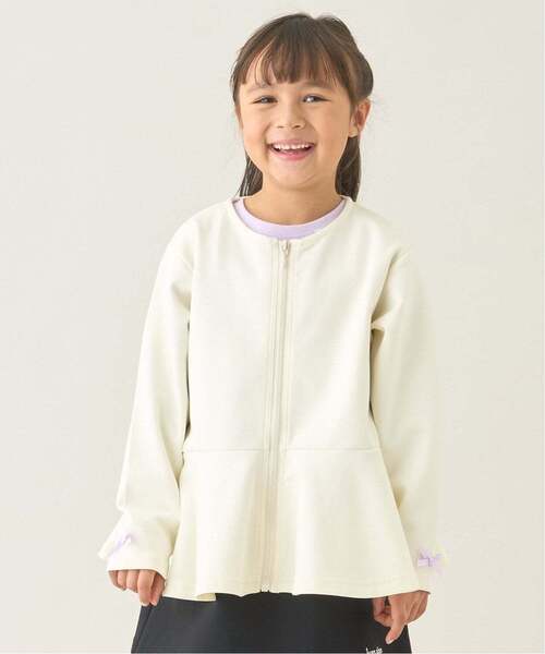 Lycee mine（リセマイン）の「【スクール対応】【パフスウェット】ペプラムフルジップアップ（パーカー・キッズ・アイボリー/ブラック/サックスブルー・150cm/140cm/130cm/120cm/100cm/110cm）」の2枚目の写真