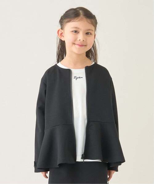 Lycee mine（リセマイン）の「【スクール対応】【パフスウェット】ペプラムフルジップアップ（パーカー・キッズ・アイボリー/ブラック/サックスブルー・150cm/140cm/130cm/120cm/100cm/110cm）」の3枚目の写真