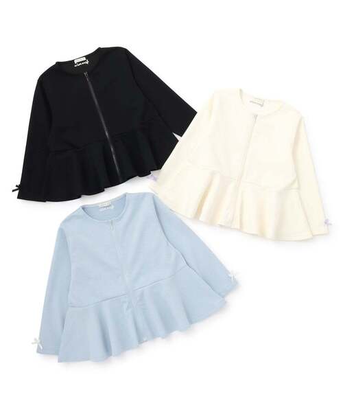 Lycee mine（リセマイン）の「【スクール対応】【パフスウェット】ペプラムフルジップアップ（パーカー・キッズ・アイボリー/ブラック/サックスブルー・150cm/140cm/130cm/120cm/100cm/110cm）」の10枚目の写真