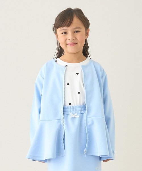 Lycee mine（リセマイン）の「【スクール対応】【パフスウェット】ペプラムフルジップアップ（パーカー・キッズ・アイボリー/ブラック/サックスブルー・150cm/140cm/130cm/120cm/100cm/110cm）」の5枚目の写真