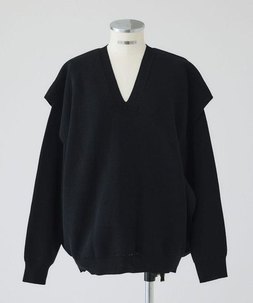 RIM.ARK(リムアーク)の「【RIM.ARK/リムアーク】Side open oversized knit PO/サイドオープンオーバーサイズニットプルオーバー(ニット/セーター・レディース・ブラック/グレー・FREE)」の2枚目の写真