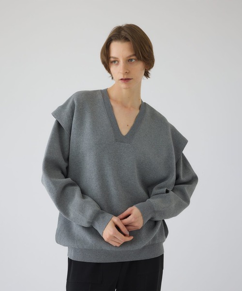 RIM.ARK(リムアーク)の「【RIM.ARK/リムアーク】Side open oversized knit PO/サイドオープンオーバーサイズニットプルオーバー(ニット/セーター・レディース・ブラック/グレー・FREE)」の7枚目の写真