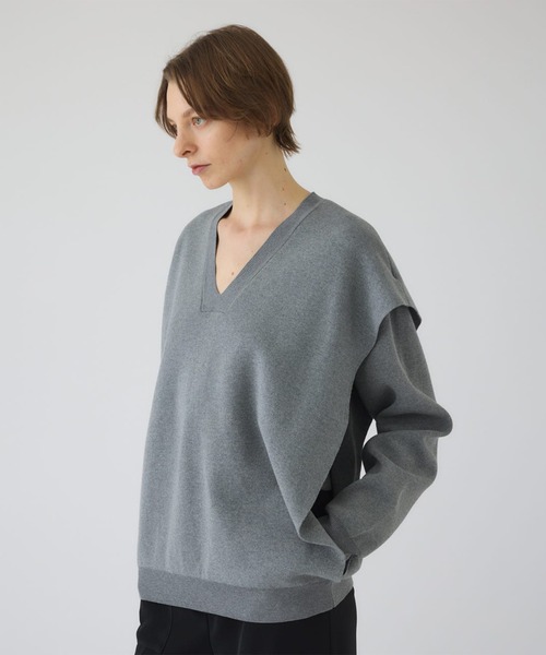 RIM.ARK(リムアーク)の「【RIM.ARK/リムアーク】Side open oversized knit PO/サイドオープンオーバーサイズニットプルオーバー(ニット/セーター・レディース・ブラック/グレー・FREE)」の8枚目の写真