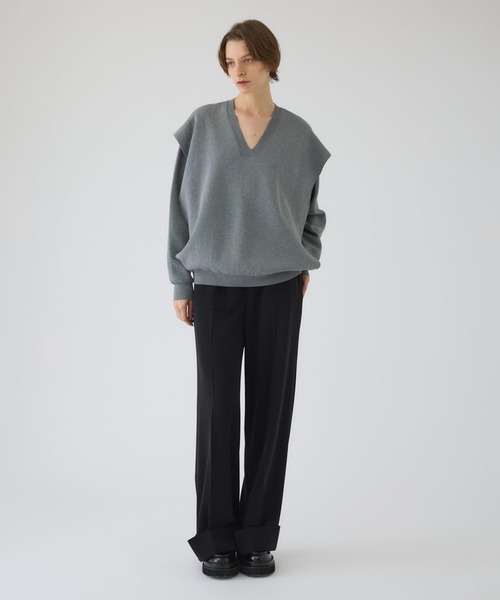 RIM.ARK(リムアーク)の「【RIM.ARK/リムアーク】Side open oversized knit PO/サイドオープンオーバーサイズニットプルオーバー(ニット/セーター・レディース・ブラック/グレー・FREE)」の4枚目の写真