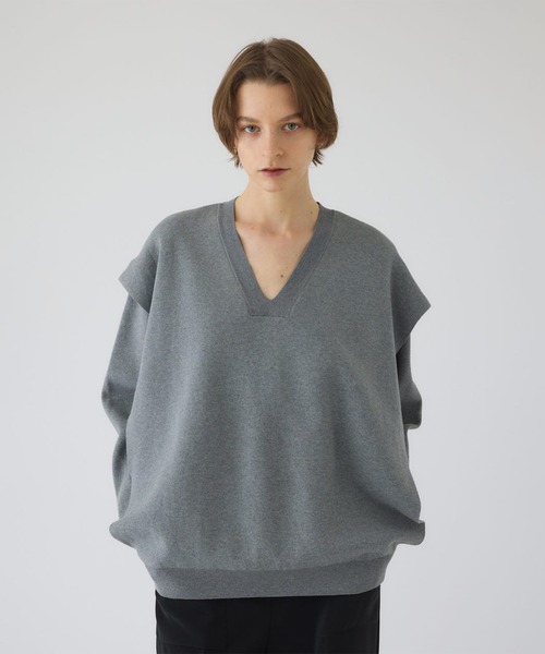 RIM.ARK(リムアーク)の「【RIM.ARK/リムアーク】Side open oversized knit PO/サイドオープンオーバーサイズニットプルオーバー(ニット/セーター・レディース・ブラック/グレー・FREE)」の6枚目の写真