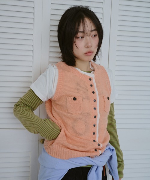 common gull products.（コモンガルプロダクツ）の「ひそやかなニットベスト（ベスト・レディース・ネイビー/レッド/ピンク系・SMALL/LARGE/MEDIUM）」の16枚目の写真