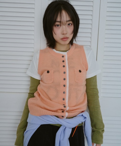 common gull products.（コモンガルプロダクツ）の「ひそやかなニットベスト（ベスト・レディース・ネイビー/レッド/ピンク系・SMALL/LARGE/MEDIUM）」の17枚目の写真