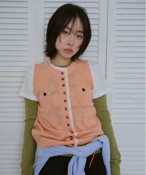 common gull products.（コモンガルプロダクツ）の「ひそやかなニットベスト（ベスト・レディース・ネイビー/レッド/ピンク系・SMALL/LARGE/MEDIUM）」の18枚目の写真