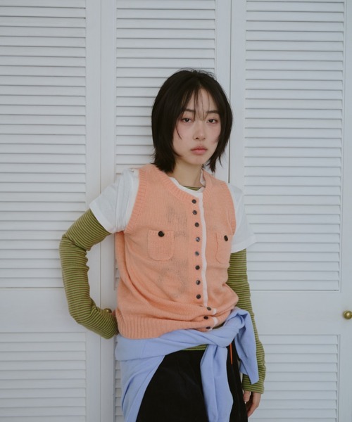 common gull products.（コモンガルプロダクツ）の「ひそやかなニットベスト（ベスト・レディース・ネイビー/レッド/ピンク系・SMALL/LARGE/MEDIUM）」の19枚目の写真