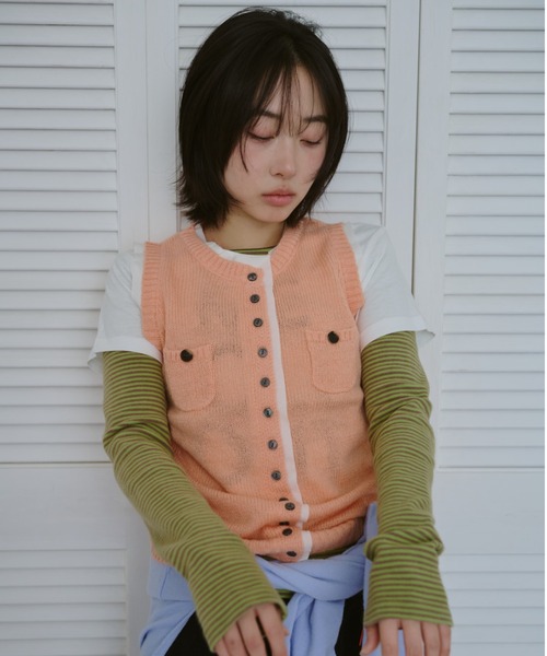 common gull products.（コモンガルプロダクツ）の「ひそやかなニットベスト（ベスト・レディース・ネイビー/レッド/ピンク系・SMALL/LARGE/MEDIUM）」の20枚目の写真