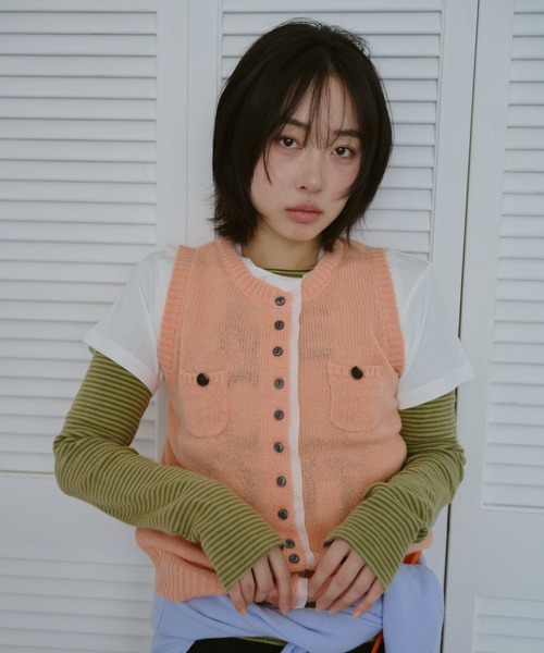 common gull products.（コモンガルプロダクツ）の「ひそやかなニットベスト（ベスト・レディース・ネイビー/レッド/ピンク系・SMALL/LARGE/MEDIUM）」の22枚目の写真