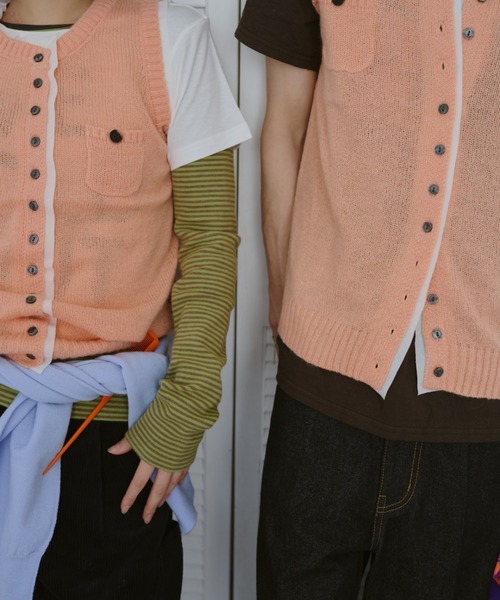 common gull products.（コモンガルプロダクツ）の「ひそやかなニットベスト（ベスト・レディース・ネイビー/レッド/ピンク系・SMALL/LARGE/MEDIUM）」の5枚目の写真