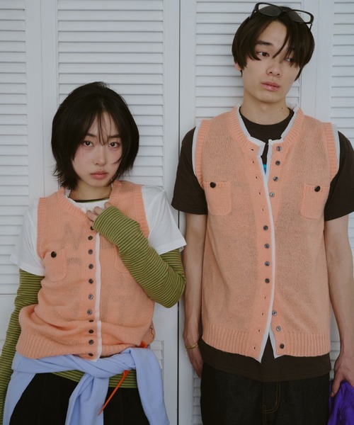 common gull products.（コモンガルプロダクツ）の「ひそやかなニットベスト（ベスト・レディース・ネイビー/レッド/ピンク系・SMALL/LARGE/MEDIUM）」の7枚目の写真