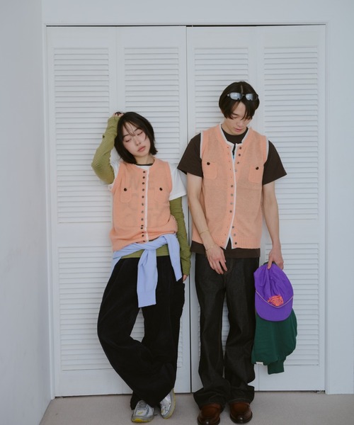 common gull products.（コモンガルプロダクツ）の「ひそやかなニットベスト（ベスト・レディース・ネイビー/レッド/ピンク系・SMALL/LARGE/MEDIUM）」の8枚目の写真