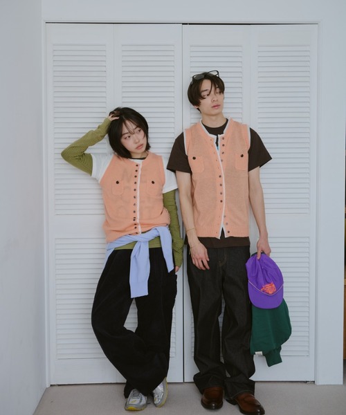 common gull products.（コモンガルプロダクツ）の「ひそやかなニットベスト（ベスト・レディース・ネイビー/レッド/ピンク系・SMALL/LARGE/MEDIUM）」の9枚目の写真