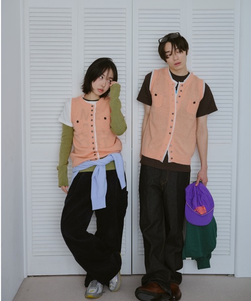 common gull products.（コモンガルプロダクツ）の「ひそやかなニットベスト（ベスト・レディース・ネイビー/レッド/ピンク系・SMALL/LARGE/MEDIUM）」の10枚目の写真