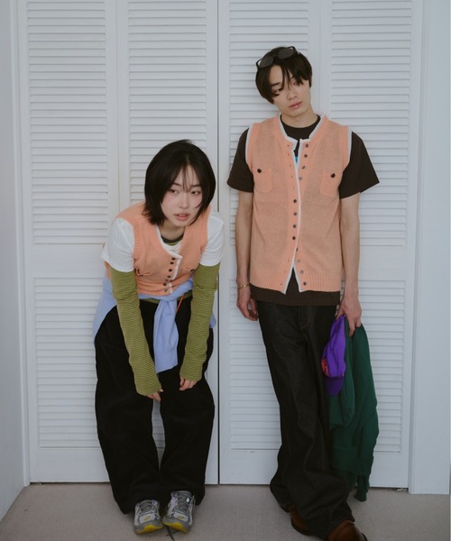 common gull products.（コモンガルプロダクツ）の「ひそやかなニットベスト（ベスト・レディース・ネイビー/レッド/ピンク系・SMALL/LARGE/MEDIUM）」の12枚目の写真