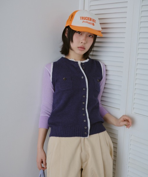 common gull products.（コモンガルプロダクツ）の「ひそやかなニットベスト（ベスト・レディース・ネイビー/レッド/ピンク系・SMALL/LARGE/MEDIUM）」の13枚目の写真