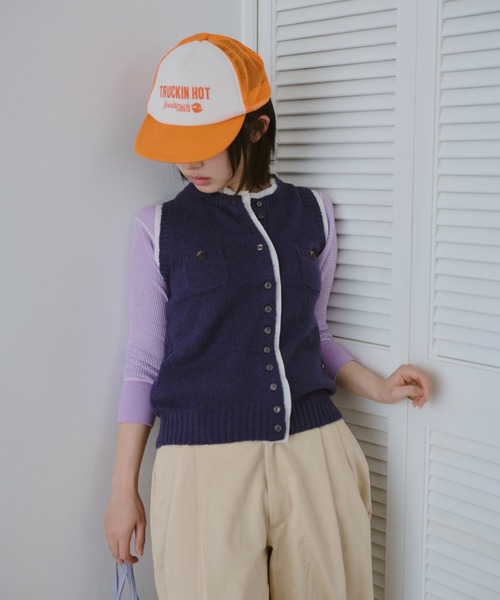 common gull products.（コモンガルプロダクツ）の「ひそやかなニットベスト（ベスト・レディース・ネイビー/レッド/ピンク系・SMALL/LARGE/MEDIUM）」の14枚目の写真