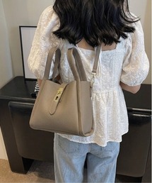 2WAYフェイクレザースクエアバッグ