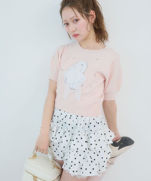 MAJESTIC LEGON（マジェスティックレゴン）の「リボン×キラキラうさぎニット（ニット/セーター・レディース・アイボリー/グレー/ピンク・MEDIUM）」の18枚目の写真