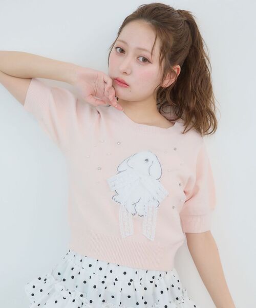 MAJESTIC LEGON（マジェスティックレゴン）の「リボン×キラキラうさぎニット（ニット/セーター・レディース・アイボリー/グレー/ピンク・MEDIUM）」の17枚目の写真