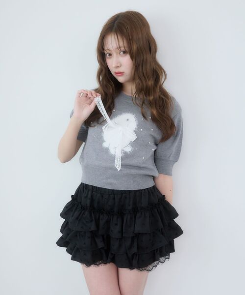 MAJESTIC LEGON（マジェスティックレゴン）の「リボン×キラキラうさぎニット（ニット/セーター・レディース・アイボリー/グレー/ピンク・MEDIUM）」の12枚目の写真