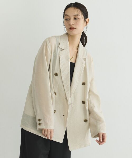 GARAGE OF GOOD CLOTHING(ガレージオブグッドクロージング)の「【日本製】シアーダブルブレストテーラードジャケット(テーラードジャケット・レディース・ベージュ/ホワイト/ネイビー・FREE)」の12枚目の写真