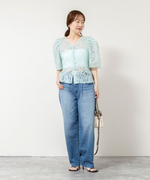 NOLLEY’S Sophi（ノーリーズソフィ）の「ウォッシャブルワッシャーオーガンジーカットジャガードブラウス（シャツ/ブラウス・レディース・ホワイト/ミント・38）」の3枚目の写真