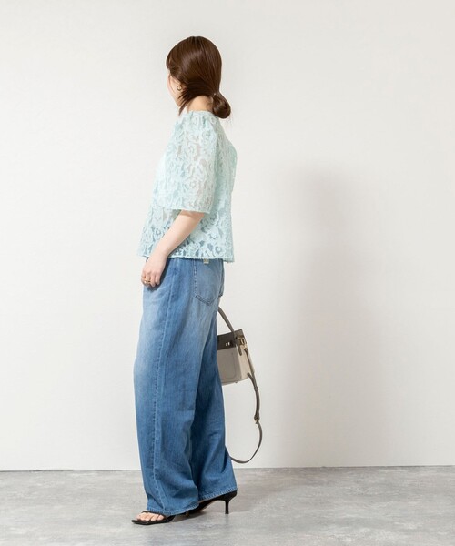 NOLLEY’S Sophi（ノーリーズソフィ）の「ウォッシャブルワッシャーオーガンジーカットジャガードブラウス（シャツ/ブラウス・レディース・ホワイト/ミント・38）」の5枚目の写真