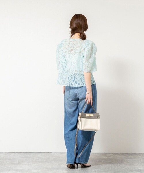 NOLLEY’S Sophi（ノーリーズソフィ）の「ウォッシャブルワッシャーオーガンジーカットジャガードブラウス（シャツ/ブラウス・レディース・ホワイト/ミント・38）」の6枚目の写真