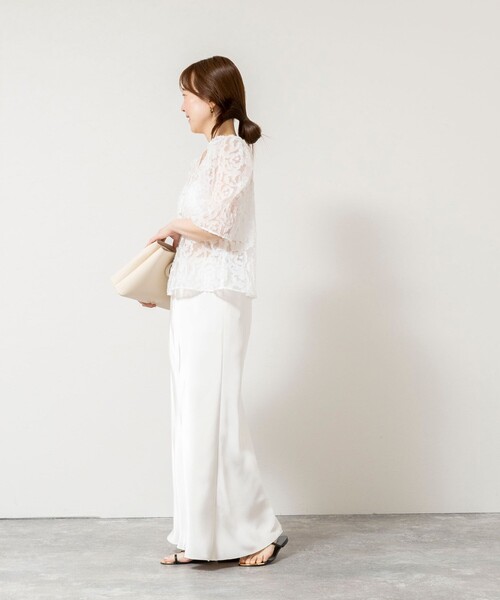 NOLLEY’S Sophi（ノーリーズソフィ）の「ウォッシャブルワッシャーオーガンジーカットジャガードブラウス（シャツ/ブラウス・レディース・ホワイト/ミント・38）」の13枚目の写真