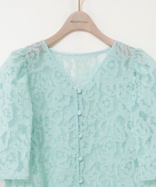 NOLLEY’S Sophi（ノーリーズソフィ）の「ウォッシャブルワッシャーオーガンジーカットジャガードブラウス（シャツ/ブラウス・レディース・ホワイト/ミント・38）」の20枚目の写真