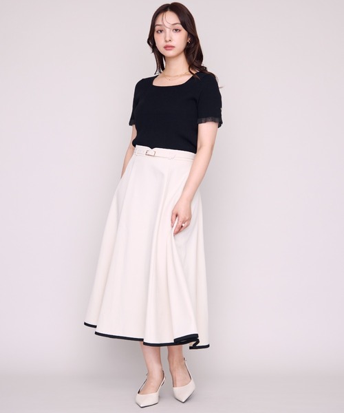MISCH MASCH(ミッシュマッシュ)の「2026春夏新作 シアーフリル2way半袖ニット(ニット/セーター・レディース・ホワイト/ピンク/ブルー/ホワイト×ブラック/ブラック・フリ-)」の13枚目の写真