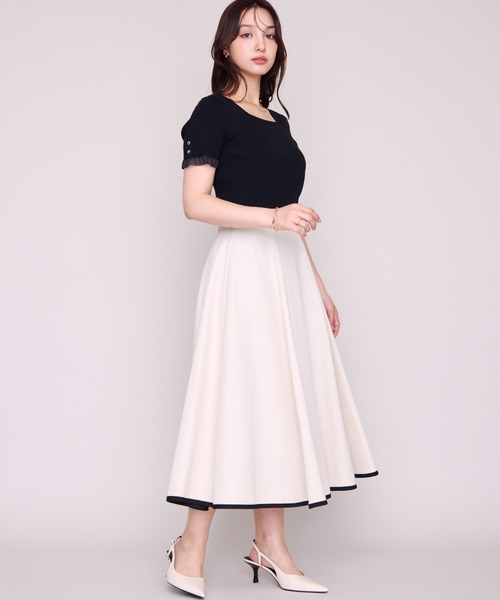 MISCH MASCH(ミッシュマッシュ)の「2026春夏新作 シアーフリル2way半袖ニット(ニット/セーター・レディース・ホワイト/ピンク/ブルー/ホワイト×ブラック/ブラック・フリ-)」の14枚目の写真