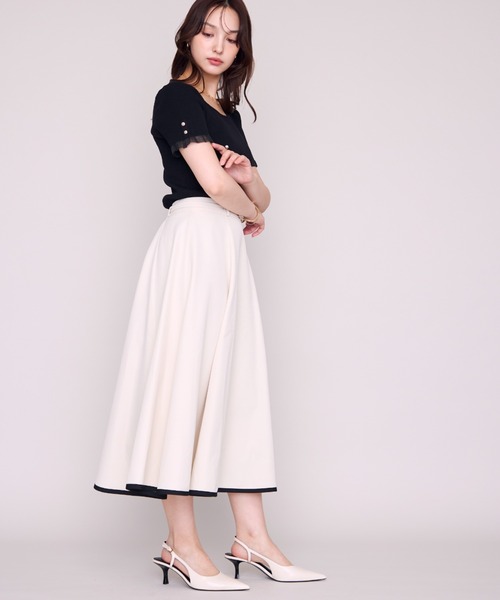 MISCH MASCH(ミッシュマッシュ)の「2026春夏新作 シアーフリル2way半袖ニット(ニット/セーター・レディース・ホワイト/ピンク/ブルー/ホワイト×ブラック/ブラック・フリ-)」の15枚目の写真