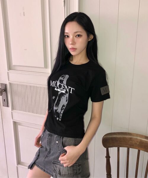 MUCENT(ムセント)の「ヒカロレタリング半袖Tシャツ(2カラー)(Tシャツ/カットソー・レディース・ブラック/ホワイト・FREE)」の13枚目の写真