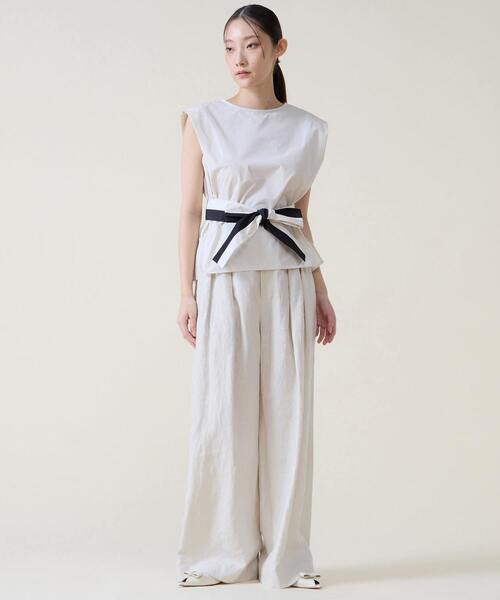 Tiara（ティアラ）の「リボンベルトブラウス（シャツ/ブラウス・レディース・ブラック/アイボリー・FREE）」の5枚目の写真