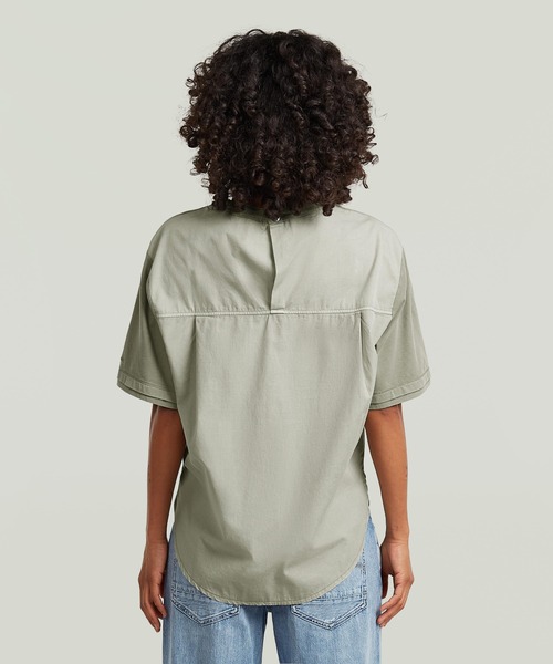 G-STAR(ジースター)の「Woven Mix Washed Relaxed T-Shirt/異素材ミックスウォッシュ加工リラックスTシャツ(Tシャツ/カットソー・レディース・グリーン系その他・X-SMALL/SMALL/MEDIUM)」の2枚目の写真